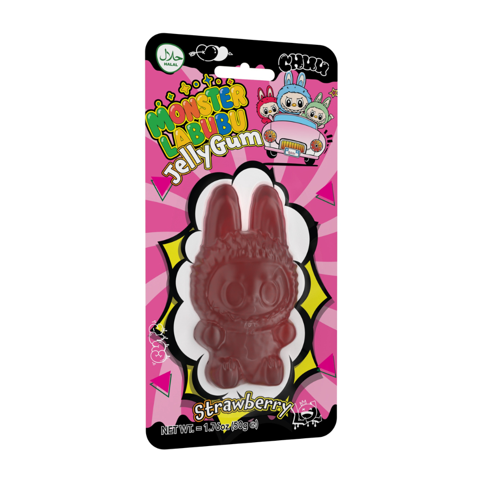 Monster Labubu Strawberry Jelly Gum 50g - 12 Count