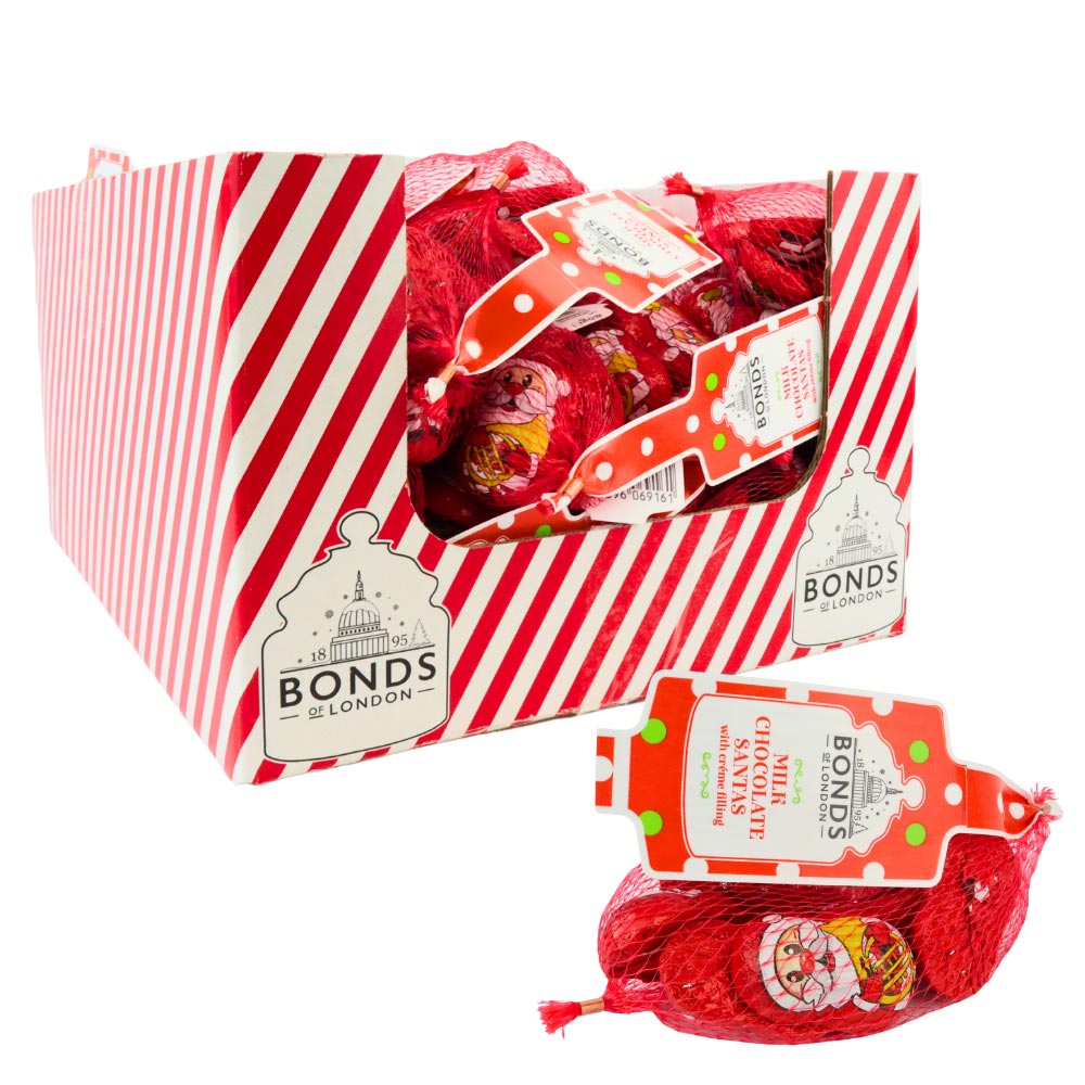 Bonds Milk Chocolate Santas Net 80g - 48 Count