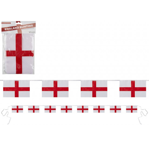 England Bunting With 8 x 8"x5" Flags - 12 Count