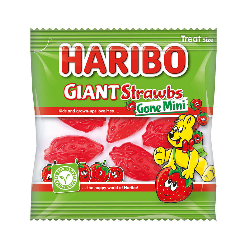 Haribo Strawbs Gone Mini Pre-Packed Bags - 100 Count