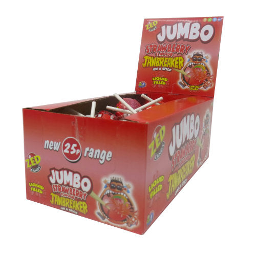Zed Candy JUMBO Strawberry Jawbreaker Pops - 40 Count