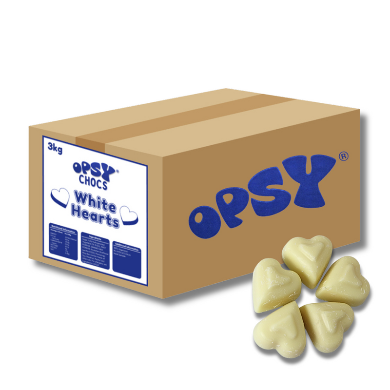 Opsy Chocolate White Hearts - 3kg