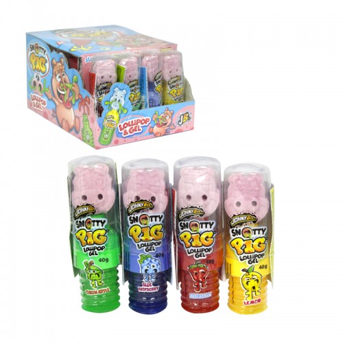 Johnny Bee Snotty Pig Lollipop & Gel Candy - 24 Count