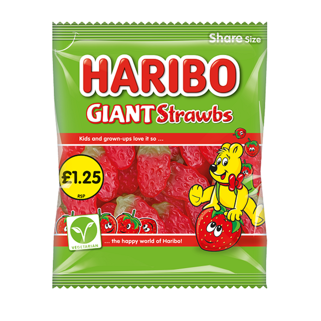 Haribo Giant Strawbs PM £1.25 Share Bags - 12 x 140g