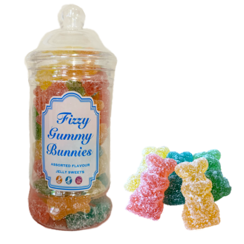 Zed Candy Fizzy Gummy Bunnies Boutique 300g Jars - 12 Count