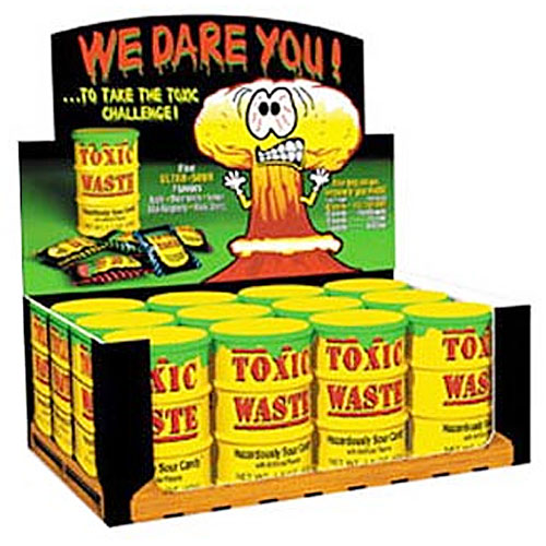 Toxic Waste Sour Yellow Candy Drums - 12 Count